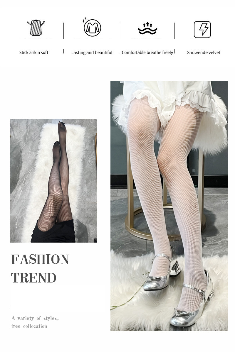 Unisex jk netzstrümpfe schwarz mesh auge strümpfe ausgehöhlt sexy heißer abnehmen lange_voghion.com