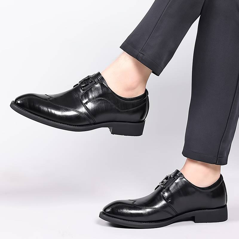 New Fashion Men's British Black Business Casual Loafer Shoes Daily Driving Office Leather Shoes One Foot Pedal Lazy Brown Banquet Dress Wedding Men's_voghion.com