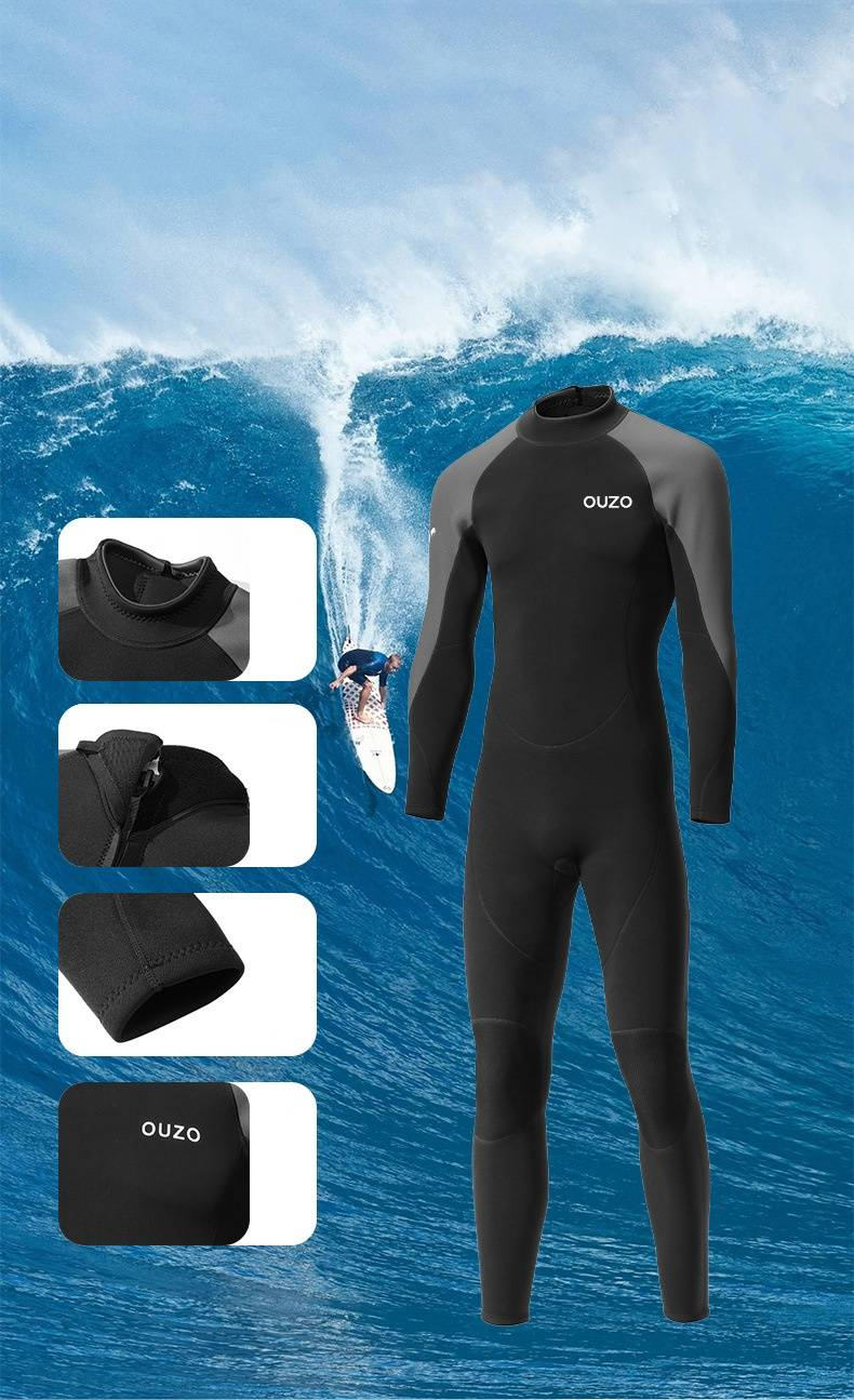 1,5-mm-Tauchanzug für Herren, langärmeliger einteiliger Tauchanzug für Herren, warmer und kältebeständiger Sommerbadeanzug, Surfanzug, Quallenanzug_voghion.com
