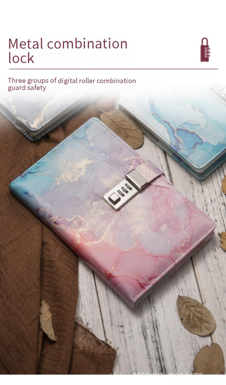 A5 Lockable Password Journal Notebook - PU Leather Cover, 90 Sheets 100g Woodfree Paper, Vintage Style Diary For Students & Creative Writing_voghion.com