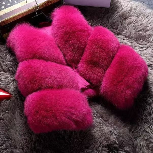Gilet in pelliccia sintetica di volpe con finiture in procione e visone – Capo essenziale leggero da indossare a strati (11 colori, dalla S alla XXXL)_voghion.com