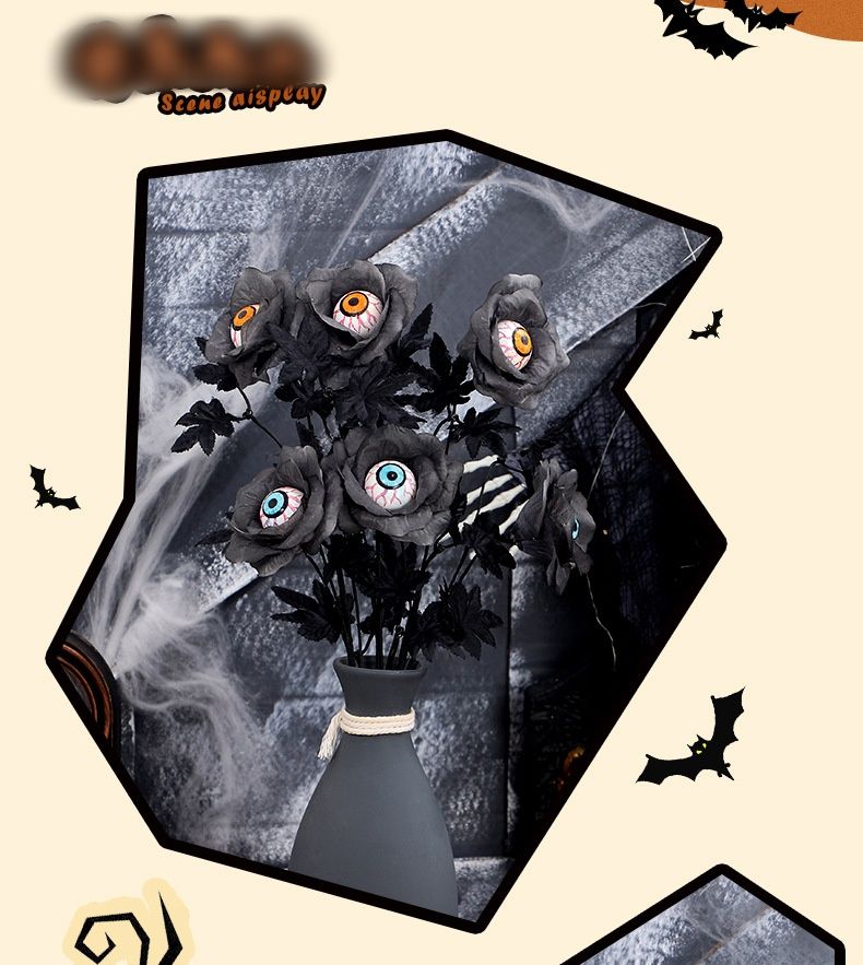 Bouquet da taglio di foglie d'acero con bulbo oculare nero horror di Halloween, festival fantasma, decorazioni commerciali per la casa di Halloween_voghion.com