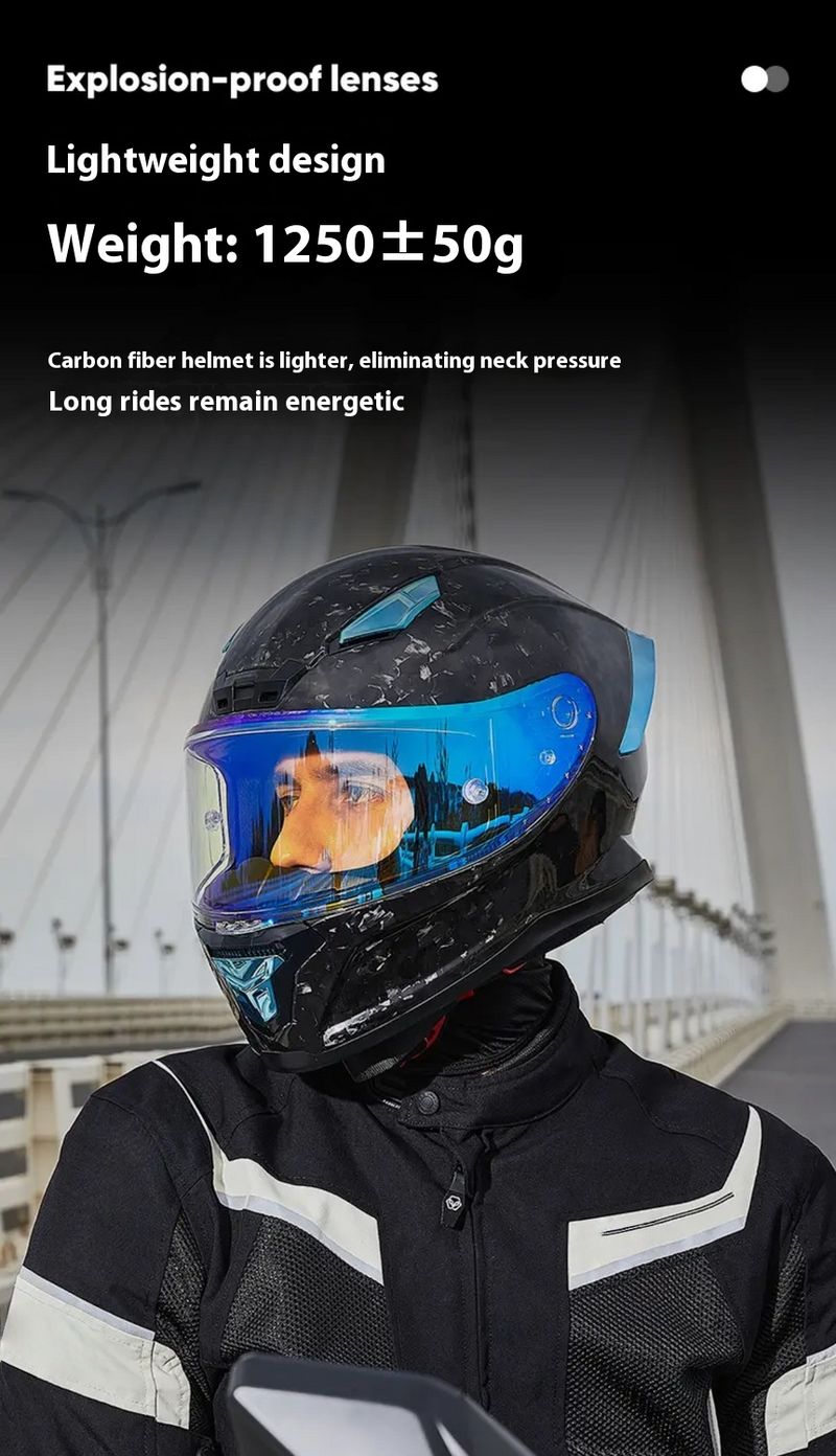 Casco de motocicleta ultraligero de fibra de carbono con certificación DOT, integral y Bluetooth para hombres y mujeres, ideal para conducción segura en cualquier estación._voghion.com