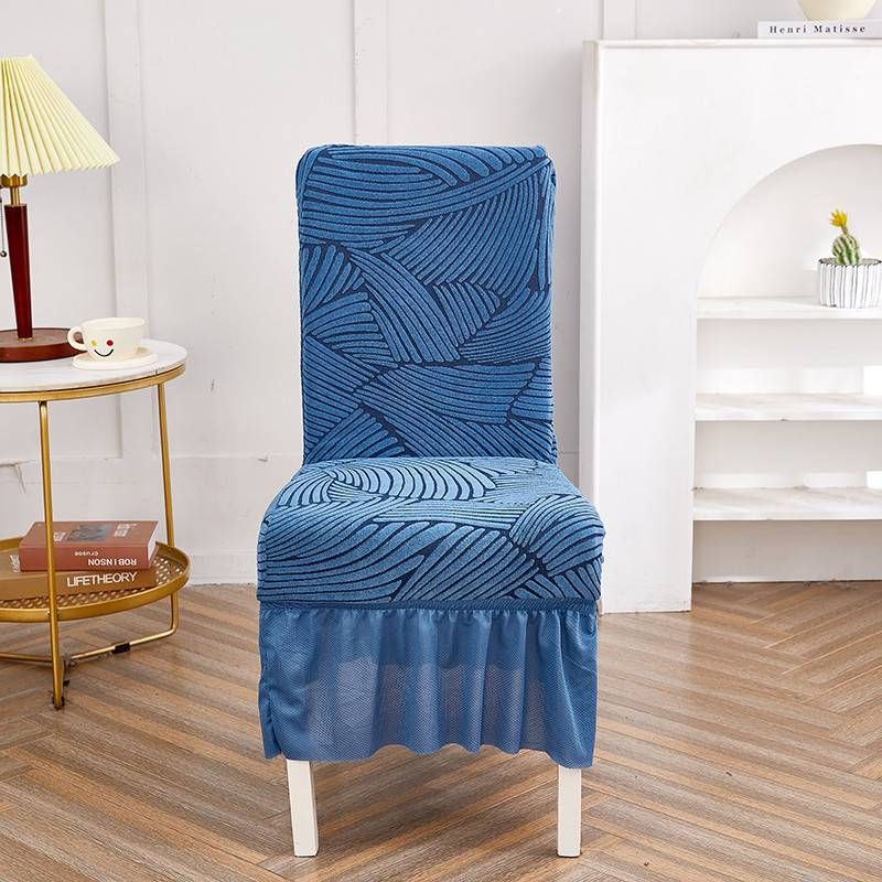 Coprisedia invernale a copertura totale – Design con gonna elastica spessa, motivo a onde solide per sedie da pranzo e da ufficio_voghion.com