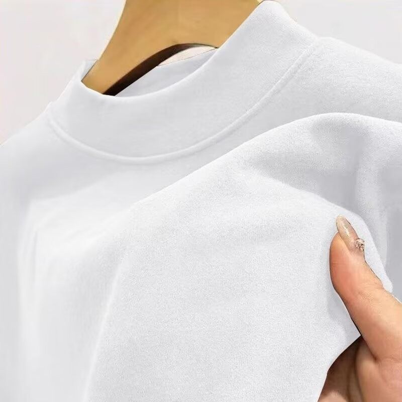 Abbigliamento da uomo Intimo termico da uomo Maglietta a maniche lunghe Fodera in pile invernale Strato di base confortevole Elasticizzato Collo alto Abbigliamento casual_voghion.com