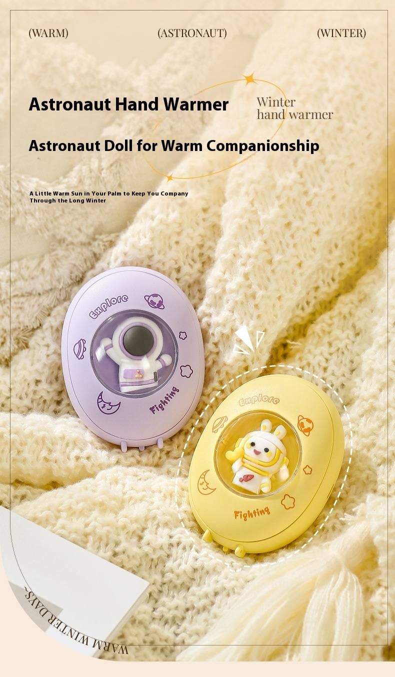 Scaldamani a forma di cartone animato con ricarica USB e luce d'atmosfera - Riscaldatore tascabile portatile, 2 impostazioni di calore, batteria da 1200 mAh, riscaldamento sicuro anti-scoppio_voghion.com