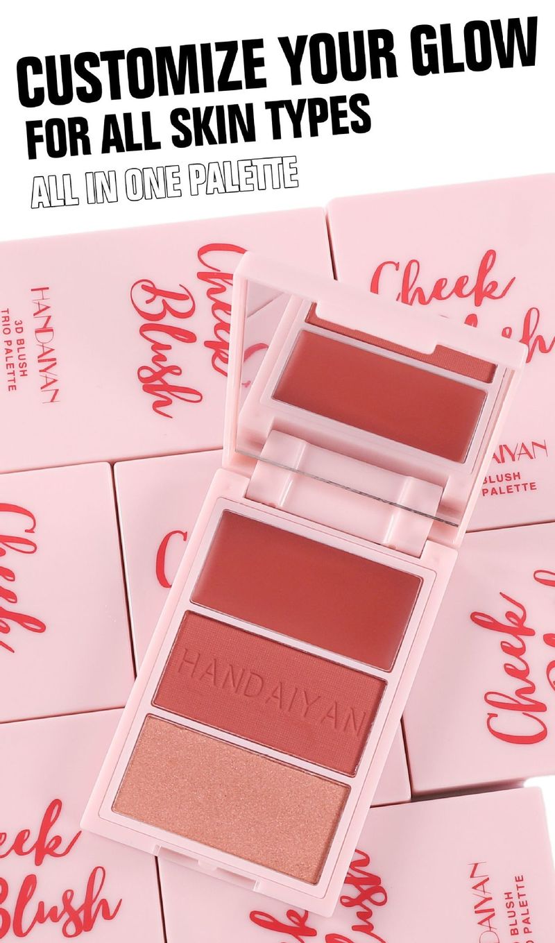 HANDAIYAN Multi - Functional 3 - Color Blush Palette - Blush, Highlighter And Contour Palette For Face Brightening_voghion.com