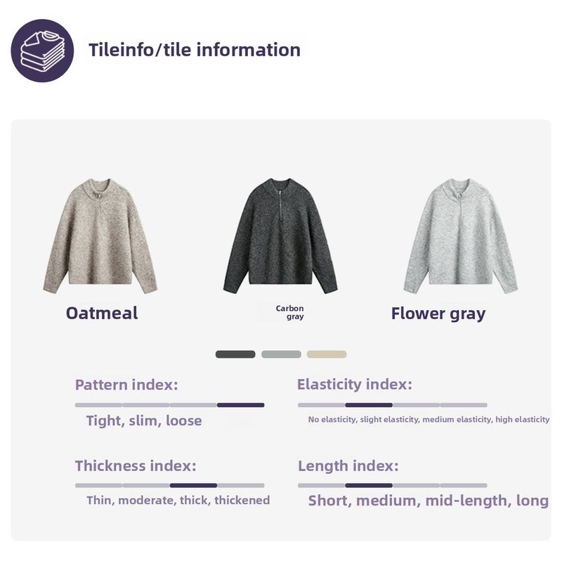 Half Zipper Stand-up Collar Pullover Sweater Men's Autumn And Winter Style Texture Warm Lazy Wind Loose Half Turtleneck Knitted Sweater Jacket_voghion.com