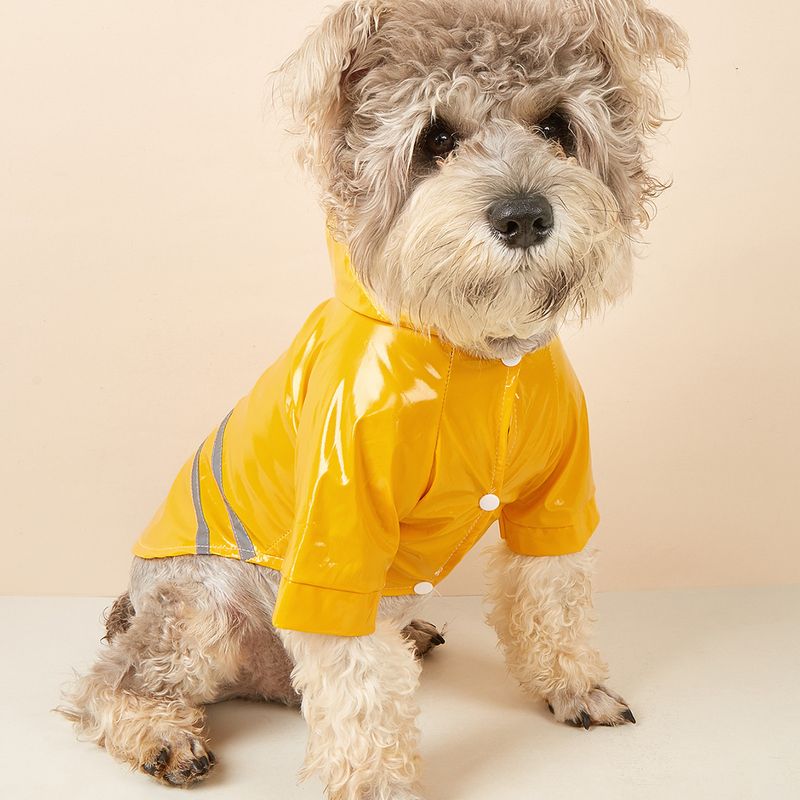 Dog Raincoat PU With Reflective Strips Hooded Outdoor Teddy Bichon Pet Hot Sale_voghion.com