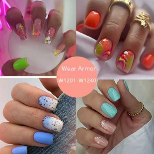 Beauty Health Simple French Style Explosive Flash Full Nail Drill Foot Nail Art Patch Summer New Product Bright Wearable Patch_voghion.com