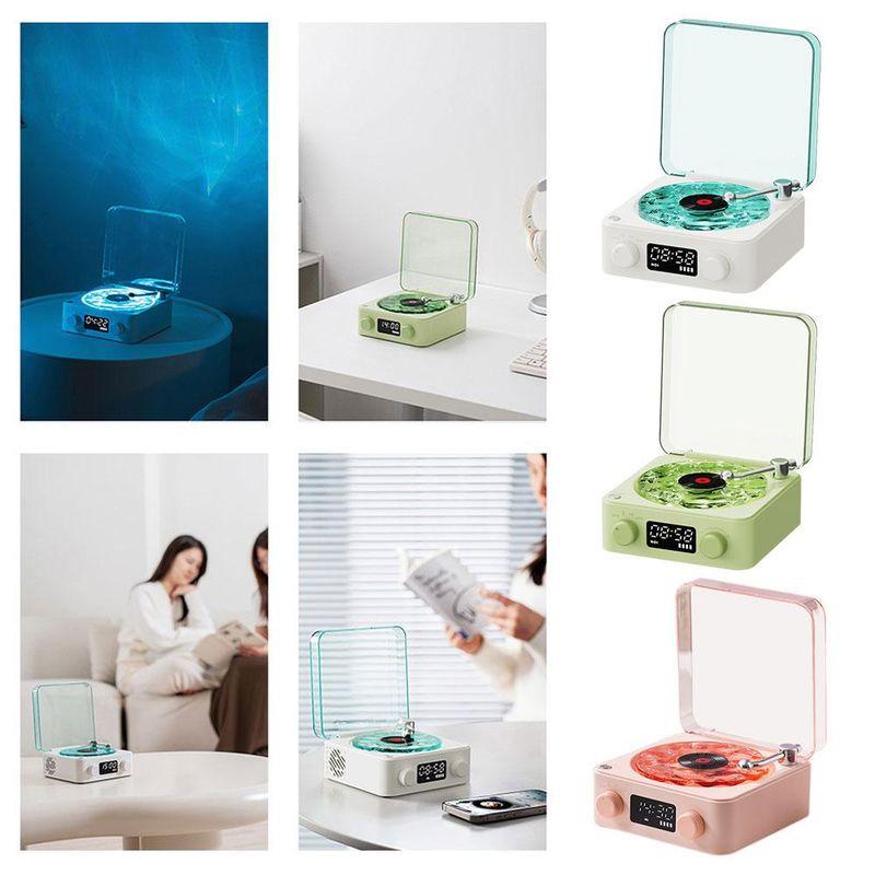 Wave vinyl record player Wireless Retro Sleep Aid Speakers 360 Surround Sound White Noise Bluetooth Speaker Music Center_voghion.com