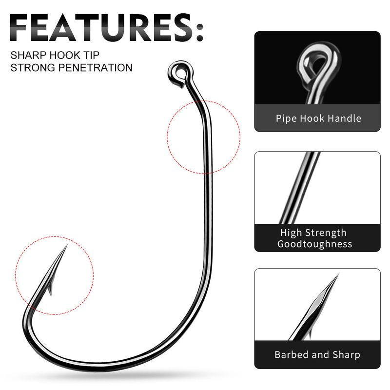 Barbed Soft Worm Single High Carbon Steel Bulk Hooks Wide Belly Crank Hook Sea Fishing Supplies_voghion.com