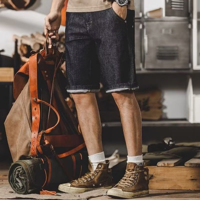 Denim-Shorts, koreanische Slim Fit-Jeans für Herren mit geradem Bein, lässige Jeans, superheißer Trend-Markengeist für junge Männer auf Instagram 5/5_voghion.com