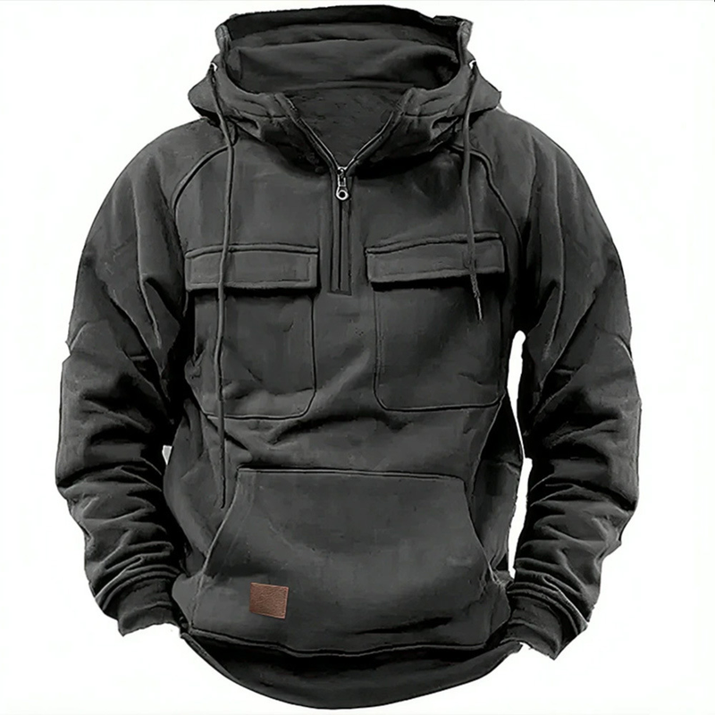 Suéter informal de color liso con capucha para hombre joven, ropa de trabajo, otoño e invierno_voghion.com