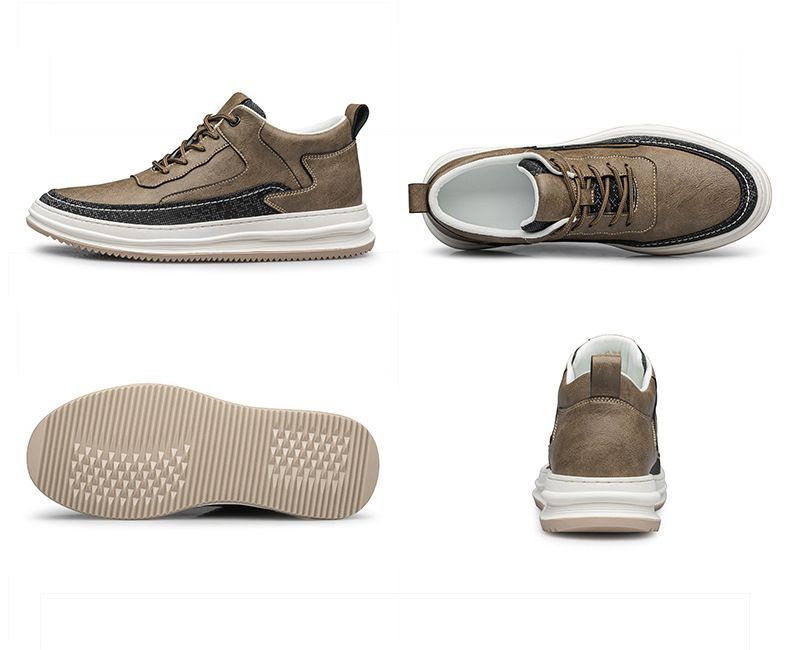 Herren Unsichtbare Erhöhung Board Schuhe Kuh Zweischichtiges Leder Lässige Innenerhöhung Weiße Schuhe Sportschuhe_voghion.com