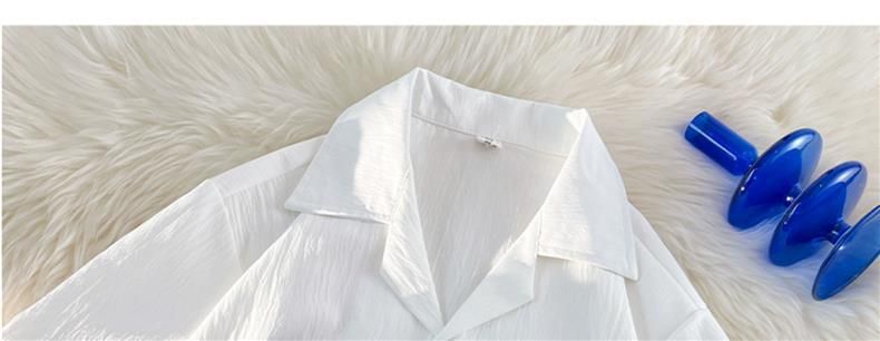 Camicia da uomo in seta ghiacciata plissettata, a maniche corte, con colletto ampio, design alla moda, top fresco_voghion.com