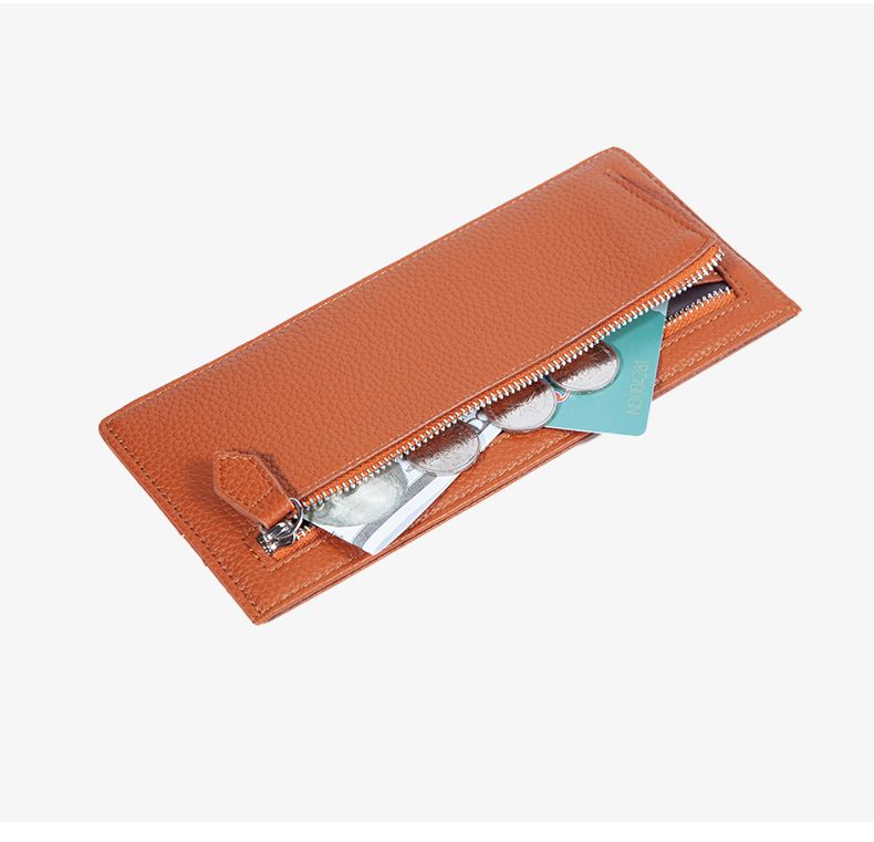 Cartera minimalista nueva con tarjetero integrado con sensación de cuero auténtico y clip para billetes con múltiples posiciones para tarjetas Cartera japonesa de moda con cremallera cero_voghion.com