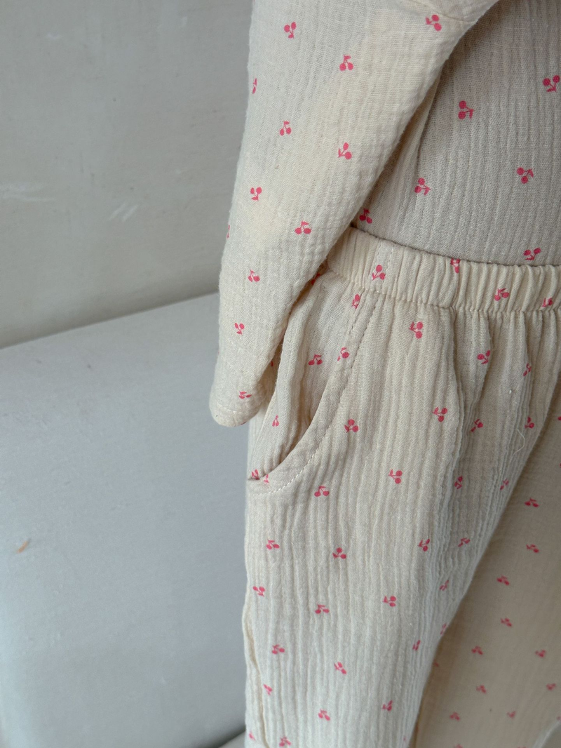 Pijamas para niños, conjunto de manga larga de gasa de algodón para primavera y otoño para niñas y niños, ropa para el hogar_voghion.com