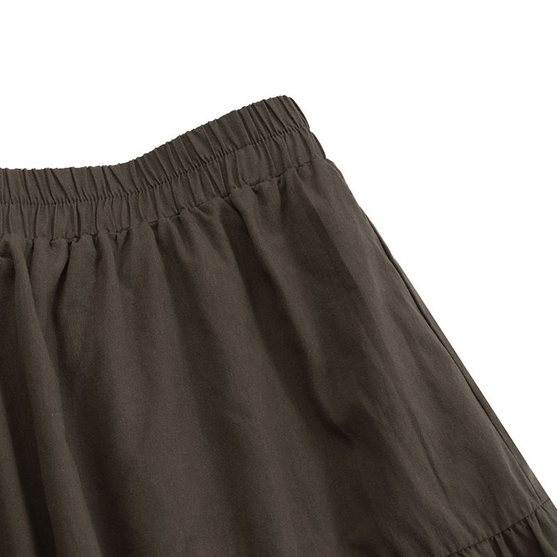 Women's ruffled casual skirt Plain skirt Vintage style pleated skirt_voghion.com