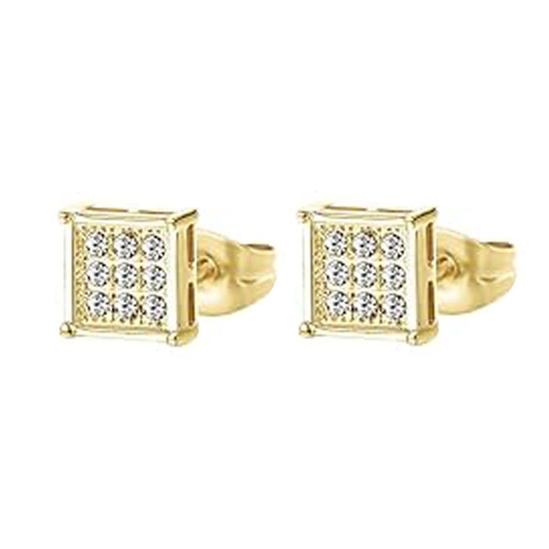 Orecchini a bottone quadrati semplici e creativi alla moda per uomo e donna, eleganti e di alta qualità, con strass da uomo._voghion.com