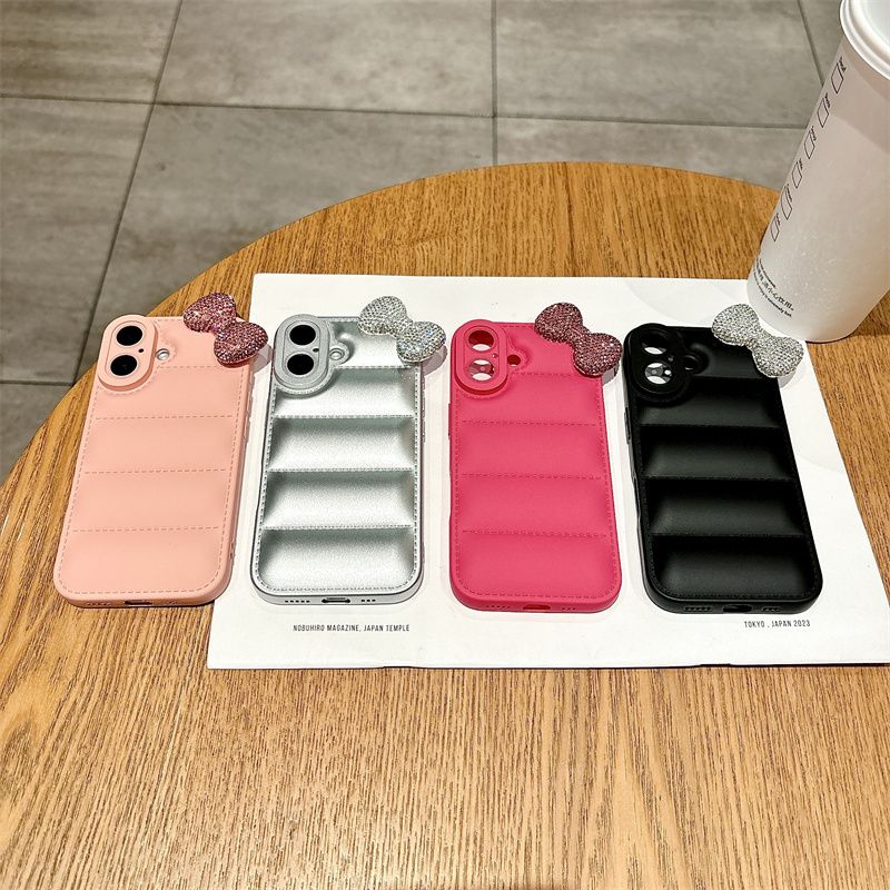 Samsung Galaxy S23 S22 S21 S25 S24 S20 FE Plus Note 20 Ultra Diamond Kitty Bowknot mīksts dūnu jakas maciņš telefonam ar dūnu apvalku_voghion.com