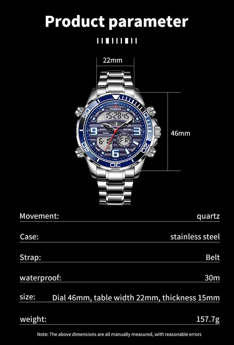 Relógios masculinos moda esporte relógio masculino quartzo analógico digital relógio masculino à prova dwaterproof água relógios de aço inoxidável_voghion.com