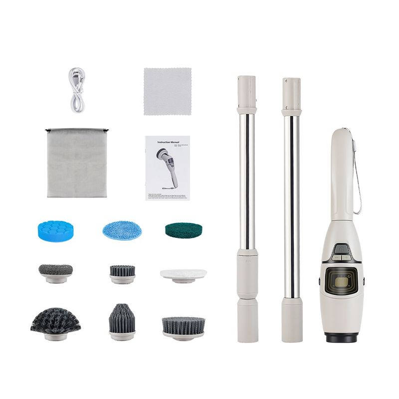 Cepillo de limpieza eléctrico 10 en 1, cepillo de limpieza eléctrico inalámbrico, cepillo de limpieza giratorio, cepillo de limpieza para ducha_voghion.com