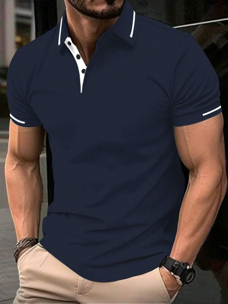 2025 Summer Men Polo T-Shirt Men Casual Polo Shirt Male Short Sleeves Tops Tees Men Stripe Pattern Print Button T Shirt_voghion.com