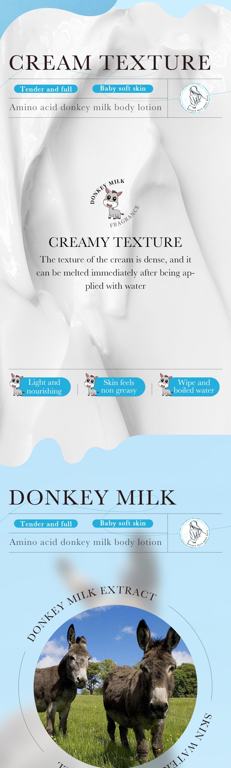 ZOZU Amino Acid Donkey Milk Body Lotion 256g Moisturizing, Firming And Brightening Skin Tone Body Lotion_voghion.com