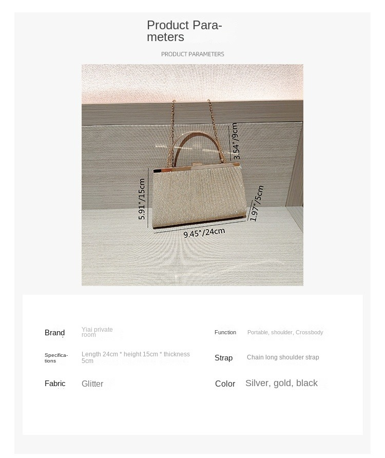 Neue glänzende, faltige Handtasche mit großer Kapazität, weibliche Prinzessinnentasche, diagonale Kreuztasche, Abendessentasche_voghion.com