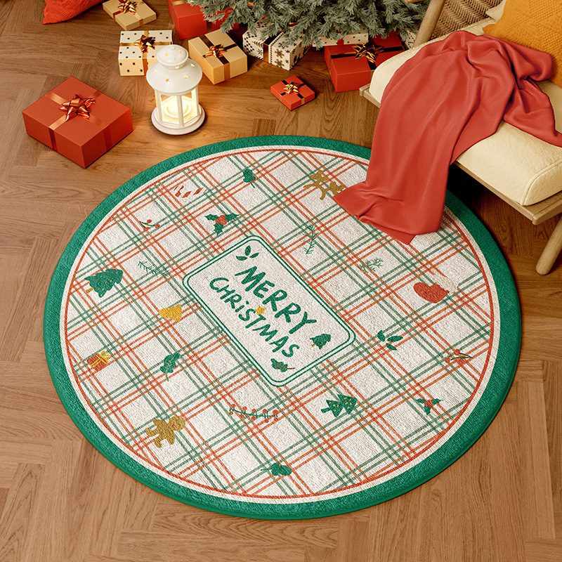 Vollständig mit Teppich ausgelegter Cartoon-Weihnachtsmann für Kälteisolierung und Wärme, Kaschmirimitat-Wohnzimmer-Couchtischdecke, Bodenmatte mit weihnachtlicher Atmosphäre_voghion.com