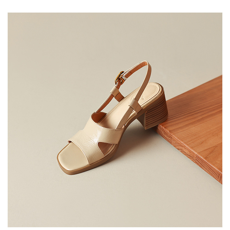 Minimalistischer Stil ~ Sandalen mit offenem Zehenbereich und quadratischem Kopf für Damen im Sommer, neue lässige Pendler-Sandalen mit dicken High Heels_voghion.com