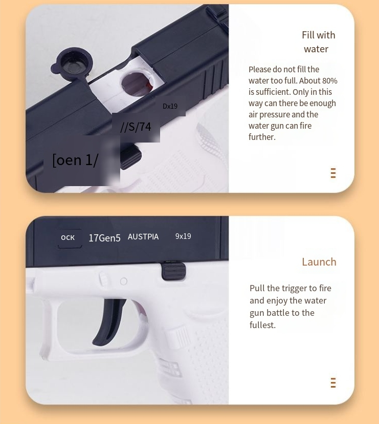 Mini vannpistol Glock Revolver Stor kapasitet Push vannpistol Vannkamp Sommer svømmebasseng vannleker_voghion.com