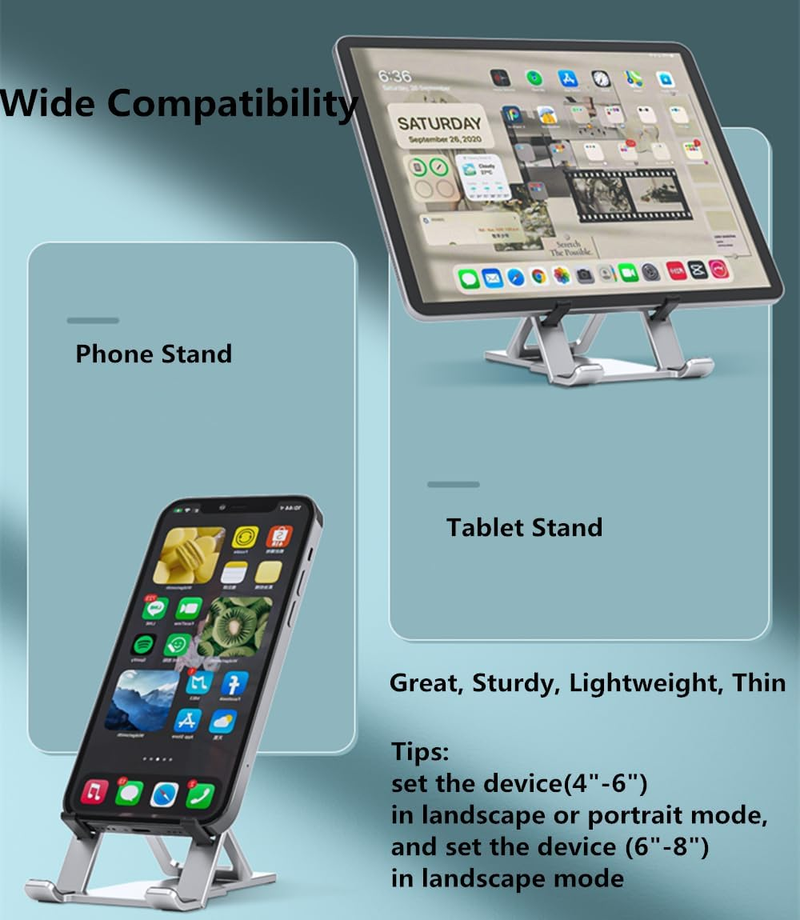 Masa İçin Taşınabilir Telefon Standı, Alüminyum Ayarlanabilir Cep Telefonu Tutucu, Tüm Telefonlarla Uyumlu Katlanabilir Seyahat Cep Telefonu Yuvası_voghion.com