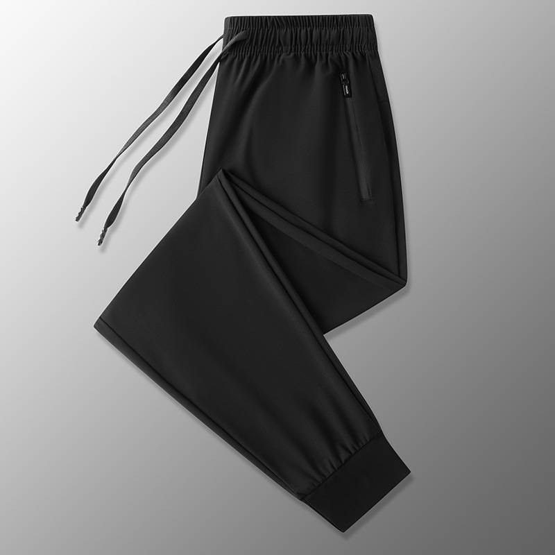 Herrenbekleidung aus Eisseide, lässig, locker, große Größe, schnelltrocknend, elastisch, atmungsaktiv, gerades Bein, geschlossen, Live-Übertragungsversorgung_voghion.com