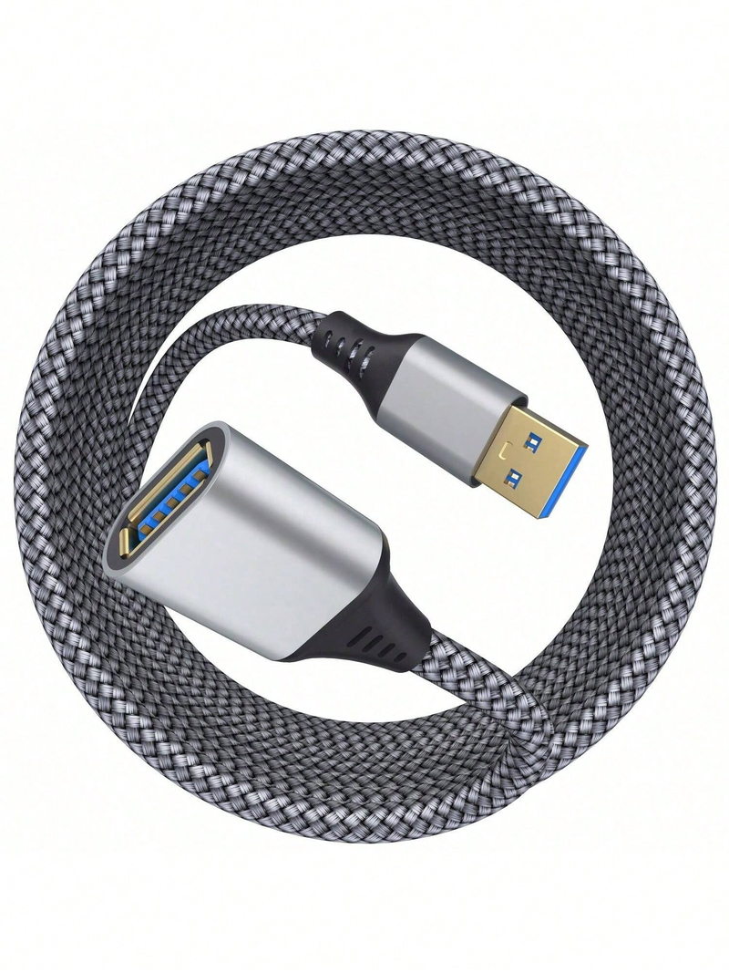 1pc Durable Nylon Braided USB 3.0 Extension Cable, 3.3FT, Type A Male To Female, 5Gbps High-Speed_voghion.com