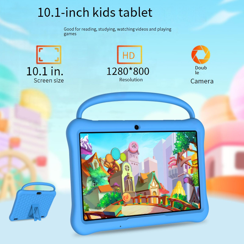 Tableta de aprendizaje para niños Pritom M10: tableta educativa Android de 10 pulgadas con WiFi y Bluetooth, soporte, 64 GB de almacenamiento, cámara dual, batería de 7 a 9 horas, color rosa/azul_voghion.com