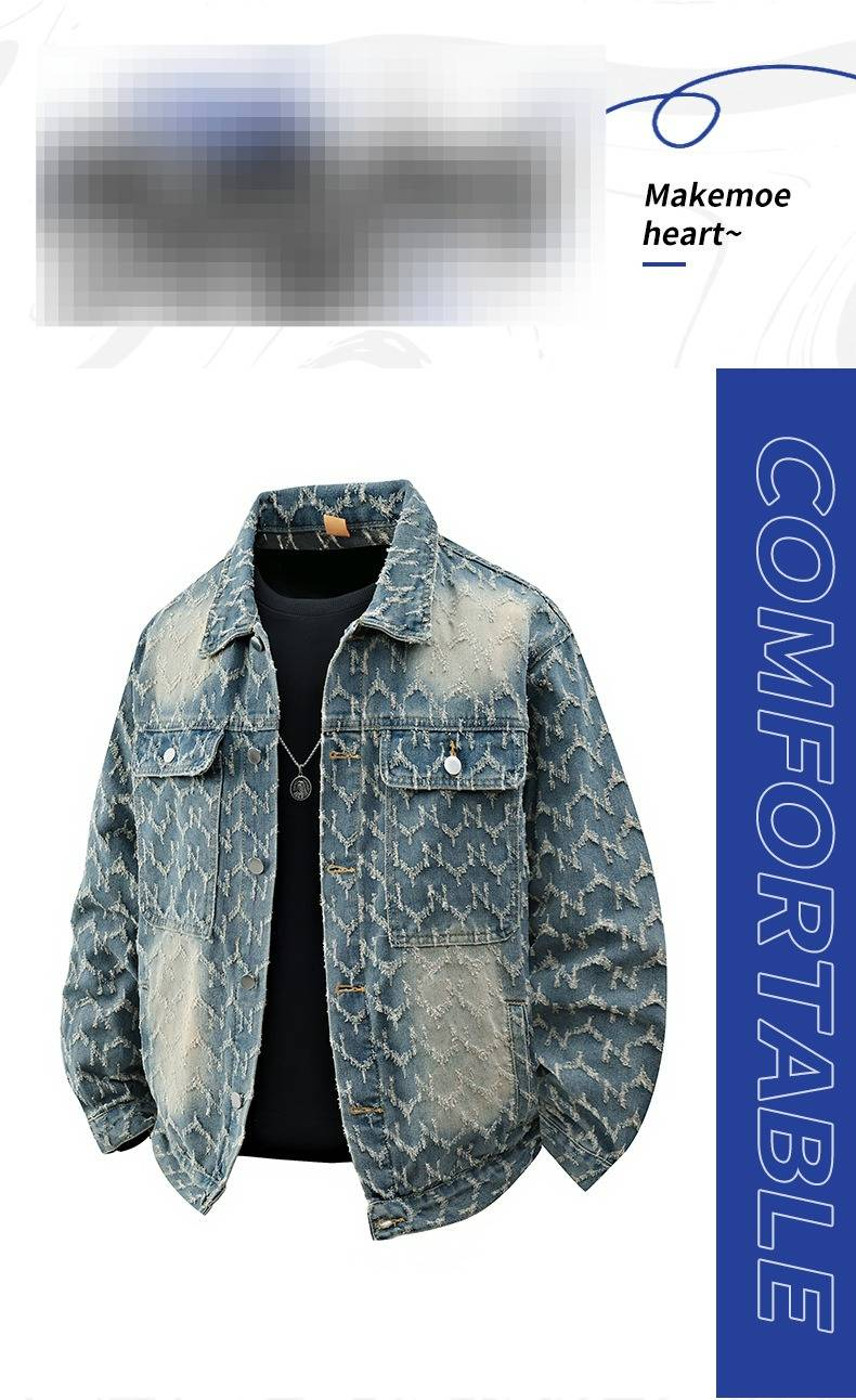 Herbst Neue Jeansjacke Herren Loose Casual Trendy Dickes Oberteil Vielseitige bequeme Außenhandels-Jacquardjacke_voghion.com