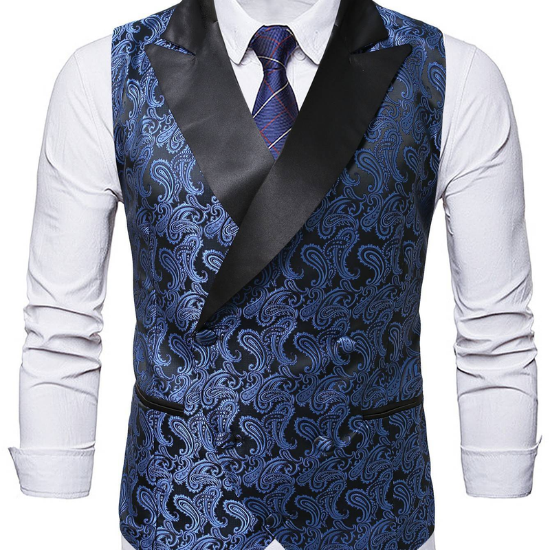 Men's Slim-Fit Waistcoat – Stylish Floral Print Vest For Business & Casual Wear Men's Clothing_voghion.com