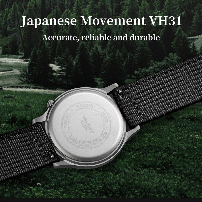 BERNY Titanium Watches For Men Unisex Military Sport Nylon Strap Luminous Analog Quartz Field Watch 5ATM Waterproof Army Tactical Casual Wristwatch_voghion.com
