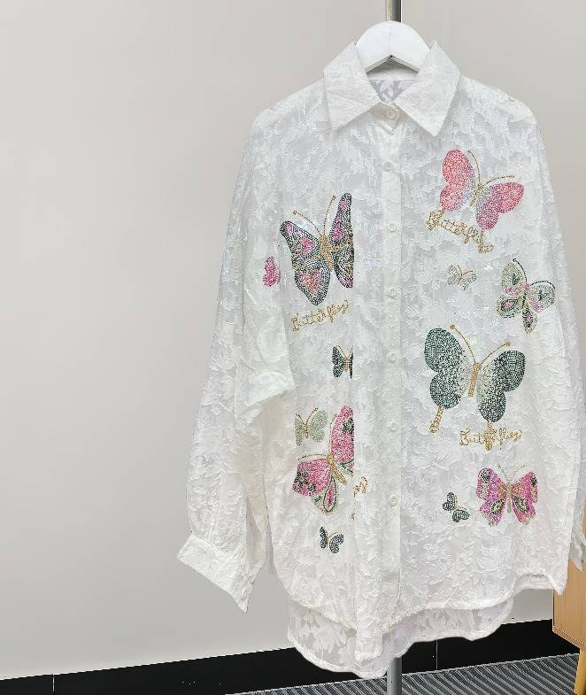 Moeiteloos elegant V-hals shirt - Losse blouse met lange mouwen voor dames (zwart/wit)_voghion.com