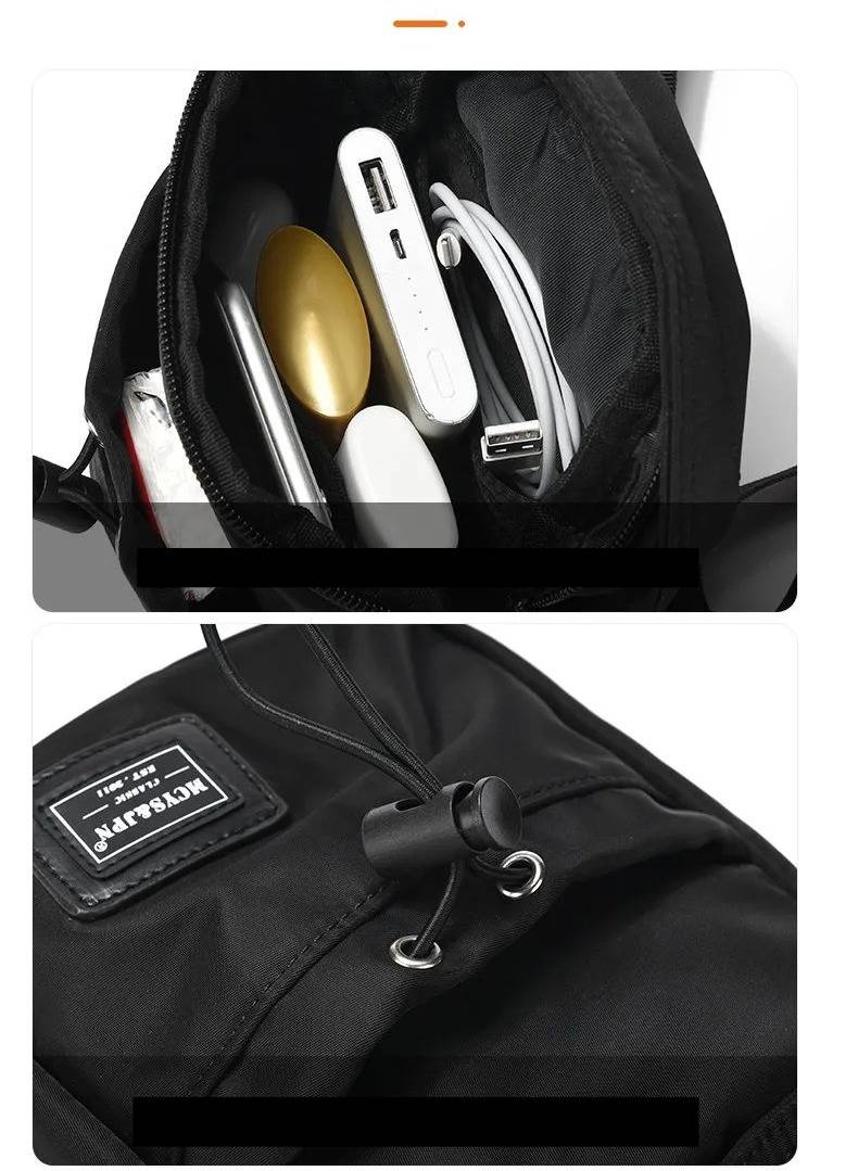 Mini marsupio da uomo, leggero, in nylon, a tracolla, in stile urbano minimalista, piccolo marsupio per uso quotidiano._voghion.com