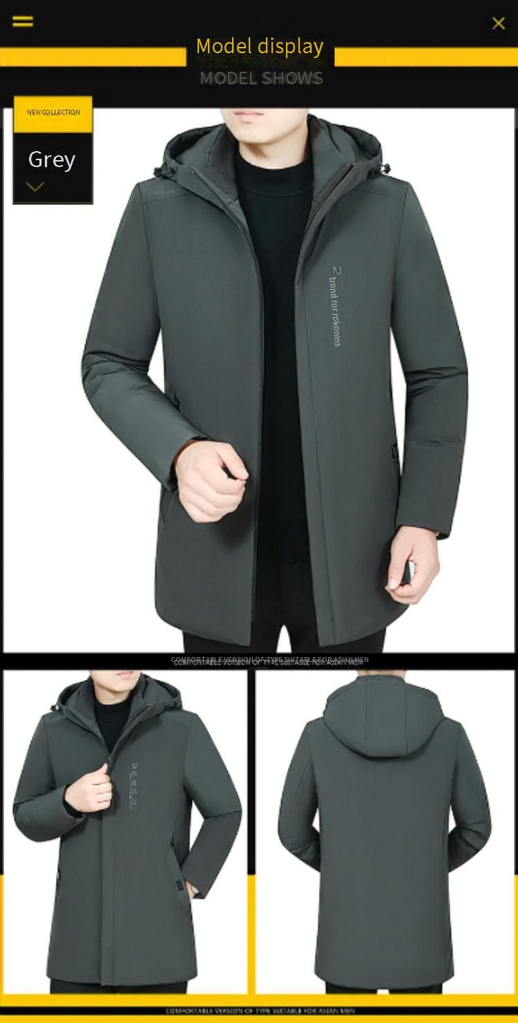 Men's Winter Hooded Jacket – Premium Polyester Fill, Detachable Hood, Slim Fit For Mature Gentlemen (XL-5XL, Black/Olive, Zippered Pockets)_voghion.com