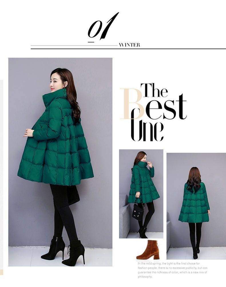 Manteau cape d'hiver trapèze pour femme – Garnissage en polyester épais, col montant et ourlet évasé, coupe ample coréenne, silhouette oversize tendance_voghion.com