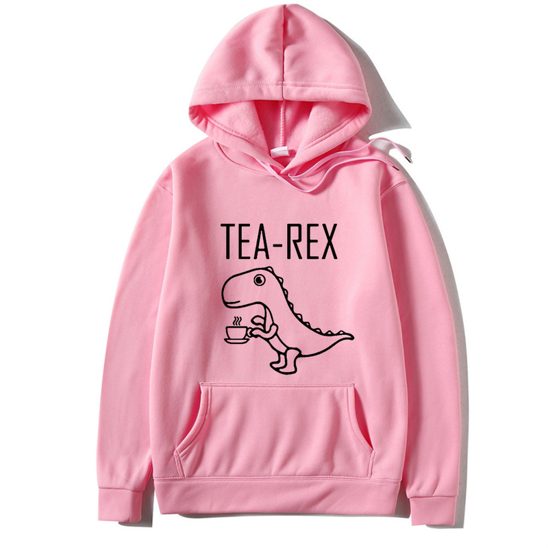 Nuovo simpatico dinosauro che beve caffè Maglioni da uomo e da donna con cappuccio di tendenza di strada_voghion.com