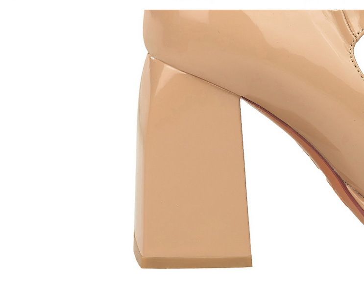 1868-K95 Wind Thick Heel Waterproof Platform Shallow Mouth Square Head Straight Line With Water Diamond Buckle Single_voghion.com