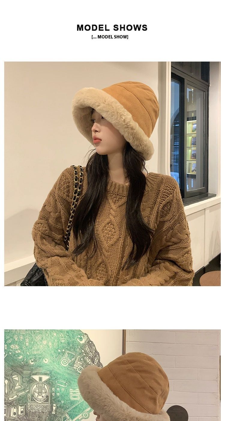 Sonbahar Ve Kış Kalın Peluş Şapka Çocuk Peluş Kova Şapkası Yuvarlatılmış Kenarları Zarif Ve Rüzgar Geçirmez Sıcak Kulak Korumalı Havza Şapkası_voghion.com