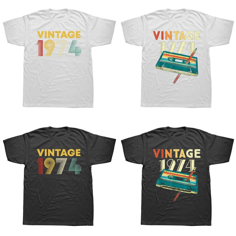 T-shirt vintage 1974 en édition limitée pour 50e anniversaire, en coton, à manches courtes_voghion.com