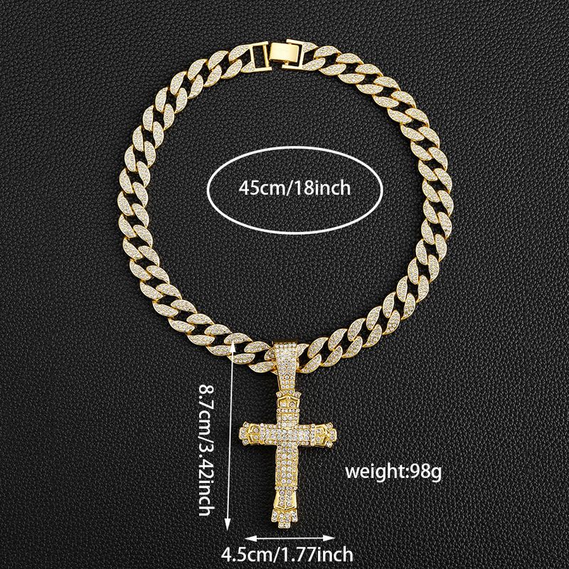 Hip-hop Rap Moda Oro Argento Placcato Croce Bling Strass Ciondolo Personalità Creatività Diamante Pieno Lega di Zinco per Uomo Collane_voghion.com