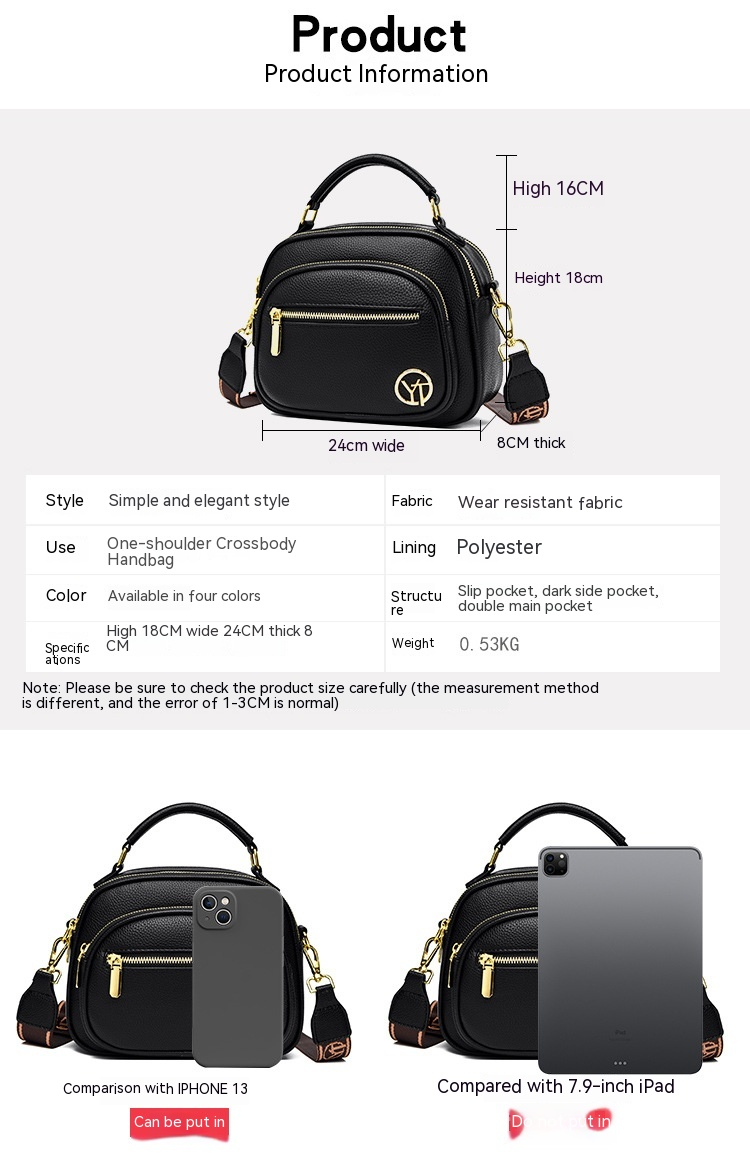Popular bolso de cuero suave para mujer, nueva tendencia, versátil, pequeño, cuadrado, de gran capacidad, práctico bolso cruzado de un hombro de tres capas_voghion.com